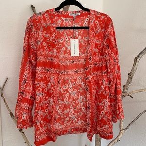 cartel & willow kimono top red